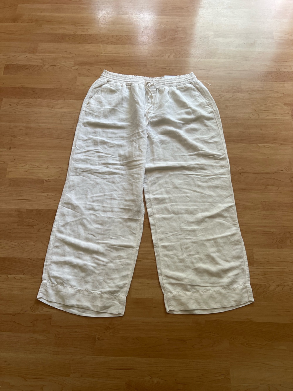 NWT LANE BRYANT WHITE SMOCKED LINEN BLEND PANTS 18/20